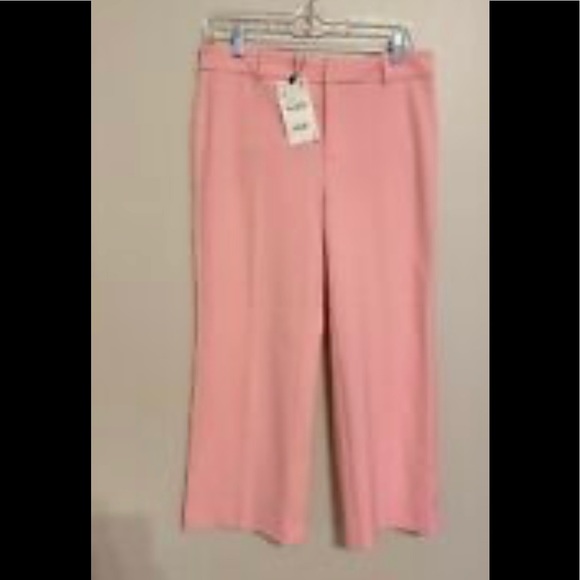 CROP FLARE PINK TROUSERS - Picture 1 of 5